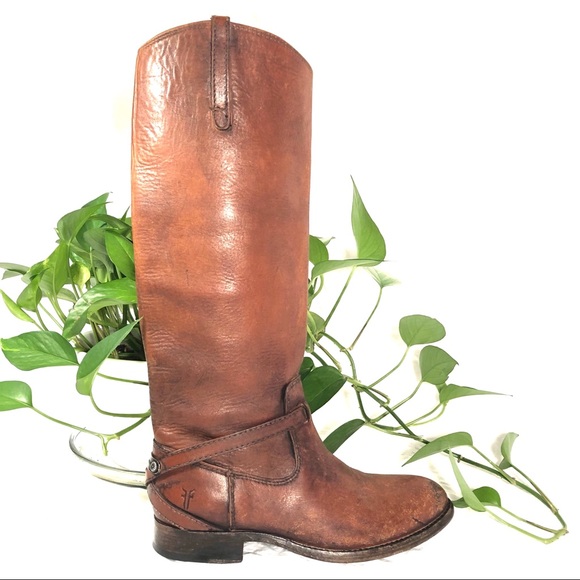 SOLD! Gorgeous FRYE Lindsey Plate Cognac Distressed Boot - Picture 7 of 15